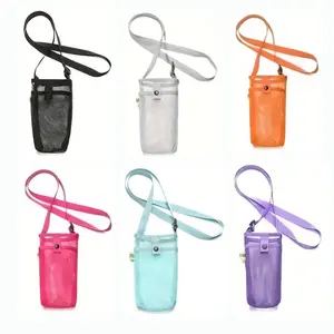 6 Pcs Water Bottle Holder Carrier Portable Mesh Water Bottle Holder Water Cup Protective Cover with Adjustable Shoulder Strap Fashion Accessories