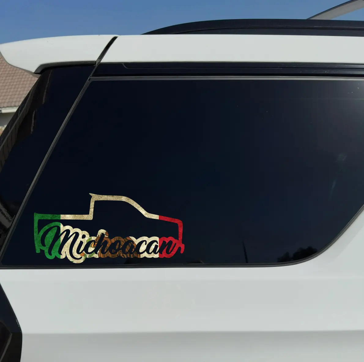 Michoacan Mexico Flag Permanent Vinyl Car Decal - 4x4x4 Inches Body Panel/Decorative Car Stickers, Durable Flexible Adhesive for Smooth Surface Automotive Exterior Accessories, Body Panel Decals Car Stickers