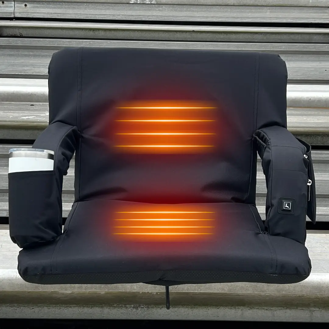 Heated Black 23" Stadium Seat with Armrests