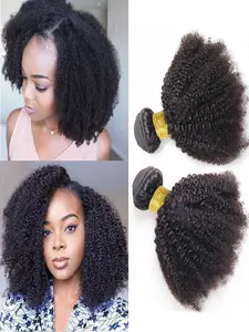 Afro Kinky Curly Bundles Brazilian 3 Bundles Afro Kinky Human Hair Bundles Deal 10-20" inch Human Hair Extensions Curly Human Hair Weave For Women 100% Unprocessed Human Hair Bluk Raw Hair Bundles