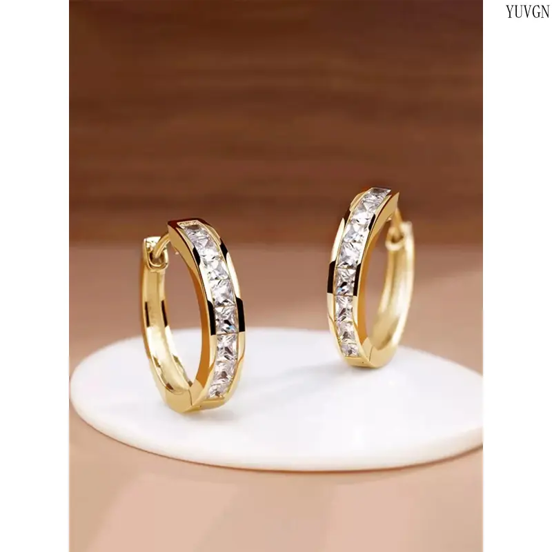 Female 2026 Summer Elegant Rhinestone Earring Hoops - Dainty Sparkly Ear Crystals Jewelry, Ideal for Wedding, Anniversary Gifts (Indoor Recreation Accessory)