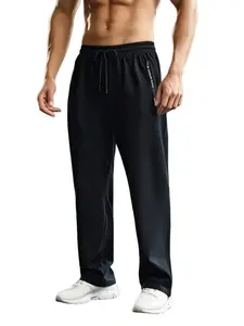 1PCS Ice Silk Sports Pants with Drawstring, Elastic Design, Zippered Pockets, Thin High Elastic Quick Dry Fitness Trousers, Skin Friendly Smooth Soft Fabric, Suitable for Indoor Sports, Summer Outdoor Sports, Breathable Activewear Bottoms