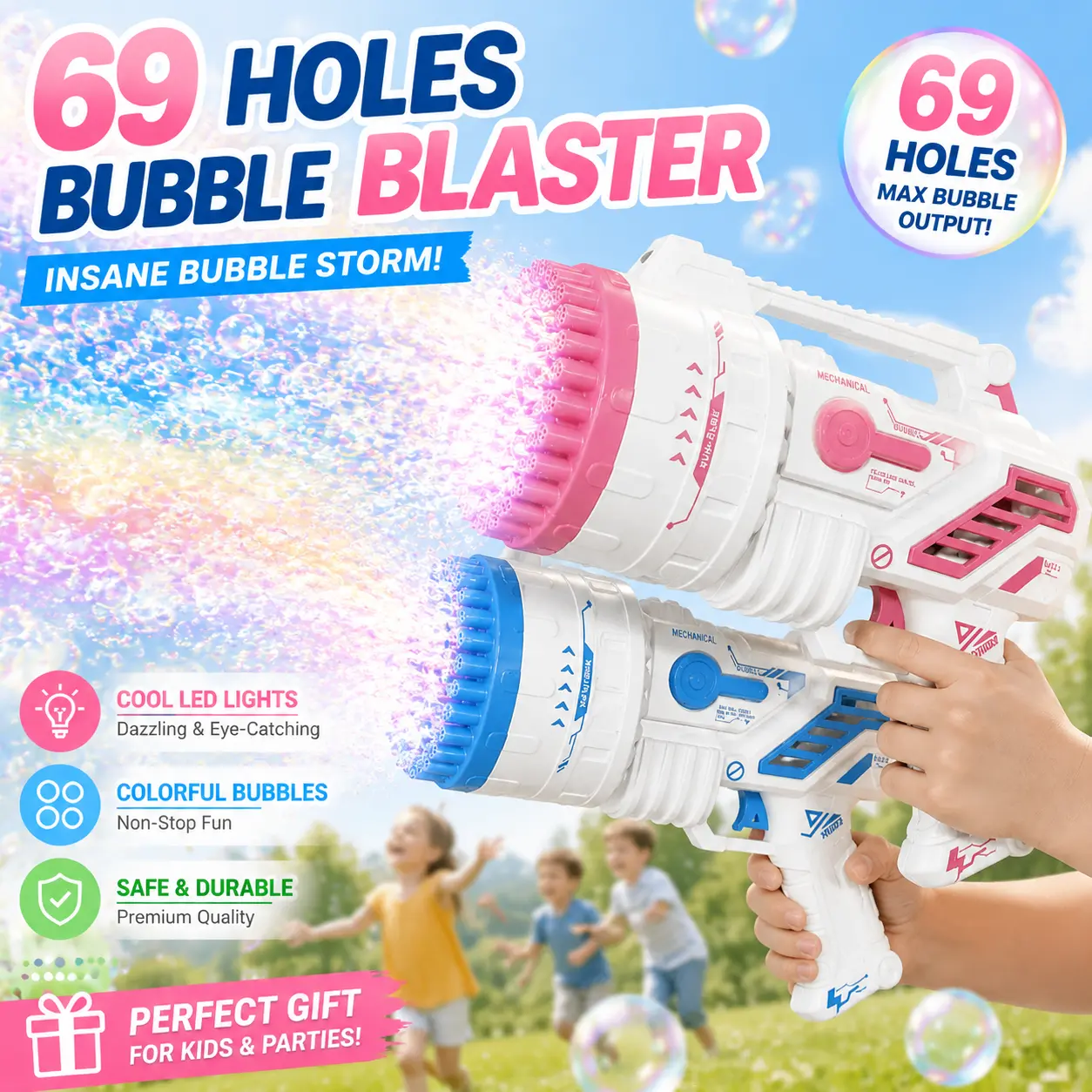 Electric bubble gun, handheld bubble machine toy, durable and portable design, suitable for children's outdoor games and family summer party activities. tiktokshopspringglowup summerwins