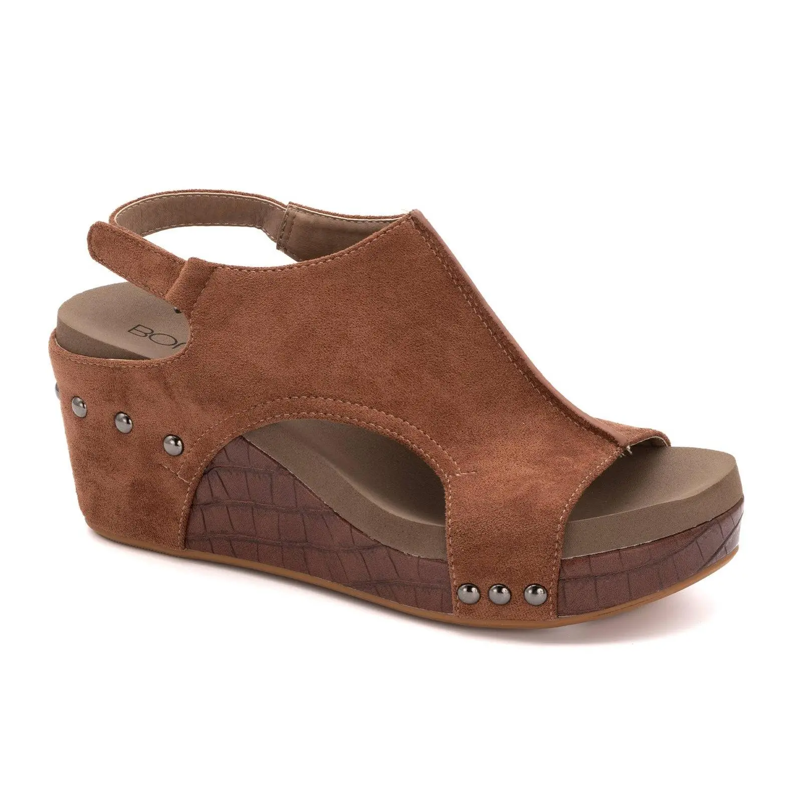 Carley Brown Suede Croco Sandal - Boutique by Corkys