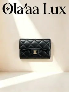 Pre-owned CHANEL Link1 for Sevenmoon Black Lambskin Card Holder