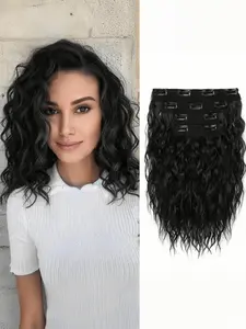 4-Piece Water Ripple Hair Extensions Short Curly Wigs Increase Hair Volume Become Beautiful