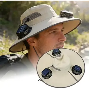 2026 New Three Solar Fan Outdoor Cooling Fan Hat - Sun Protection Hat with Solar Fan,Three-Power Rechargeable Fan,Outdoor Water-Resistant Fan hat,Ideal for Sporting Events,Unisex Design| Lightweight Comfortable Fit,  Ideal Men Women Summer Outdoor Gear