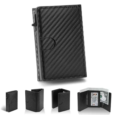 Men's Minimalist Magnetic RFID Blocking Leather Wallet - Minimalist Card Holder, 9-15 Card Slots, ID Windows, Cash Slot, Daily Carry, Men's Accessories, BF Birthday Gifts