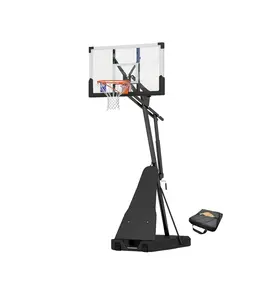 Basketball Hoop Outdoor with 44 Inch Shatterproof Backboard, 5.25-10FT Height Adjustable Basketball Hoop Goal System with Portable Wheels for Youth and Adults