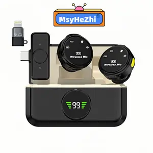 MsyHeZhi Mini Lapel Microphone Ultra-Low Delay Noise Reduction Chip USB-C Wireless Lavalier Microphone Wireless Lavalier Microphone Set Rechargeable Lapel Mic Tiny Microphone 3-in-1 Microphone for iPhone Android Wireless Mike