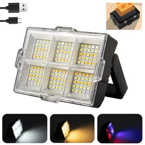 1PC LED Solar Work Light, Rechargeable Magnetic Emergency Light, Led Work Light with 4 Modes, IPX5 Waterproof,Portable Flood Light,Outdoor Working Light for Emergency Mechanic Camping Repair, Multifunctional Lighting