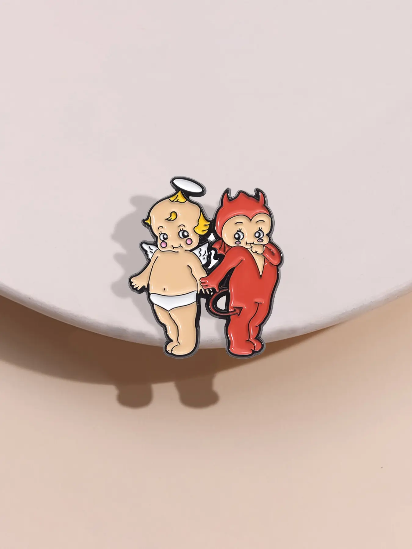Creative Angel & Demon Devil Baby Lapel Brooch Clip, Zinc Alloy Enamel Material, Cartoon Style, Unisex Design, Daily Wear Accessory Gift, Alloy Brooch Pin, Lapel Pins