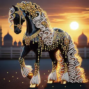 Elegant Horse Diamond Painting Kit, Beginner & Adult Handmade 5D DIY Irregular Shaped Rhinestones, Art Craft Set, Home Wall Decor, Diamond Art Tools, 30x30cm