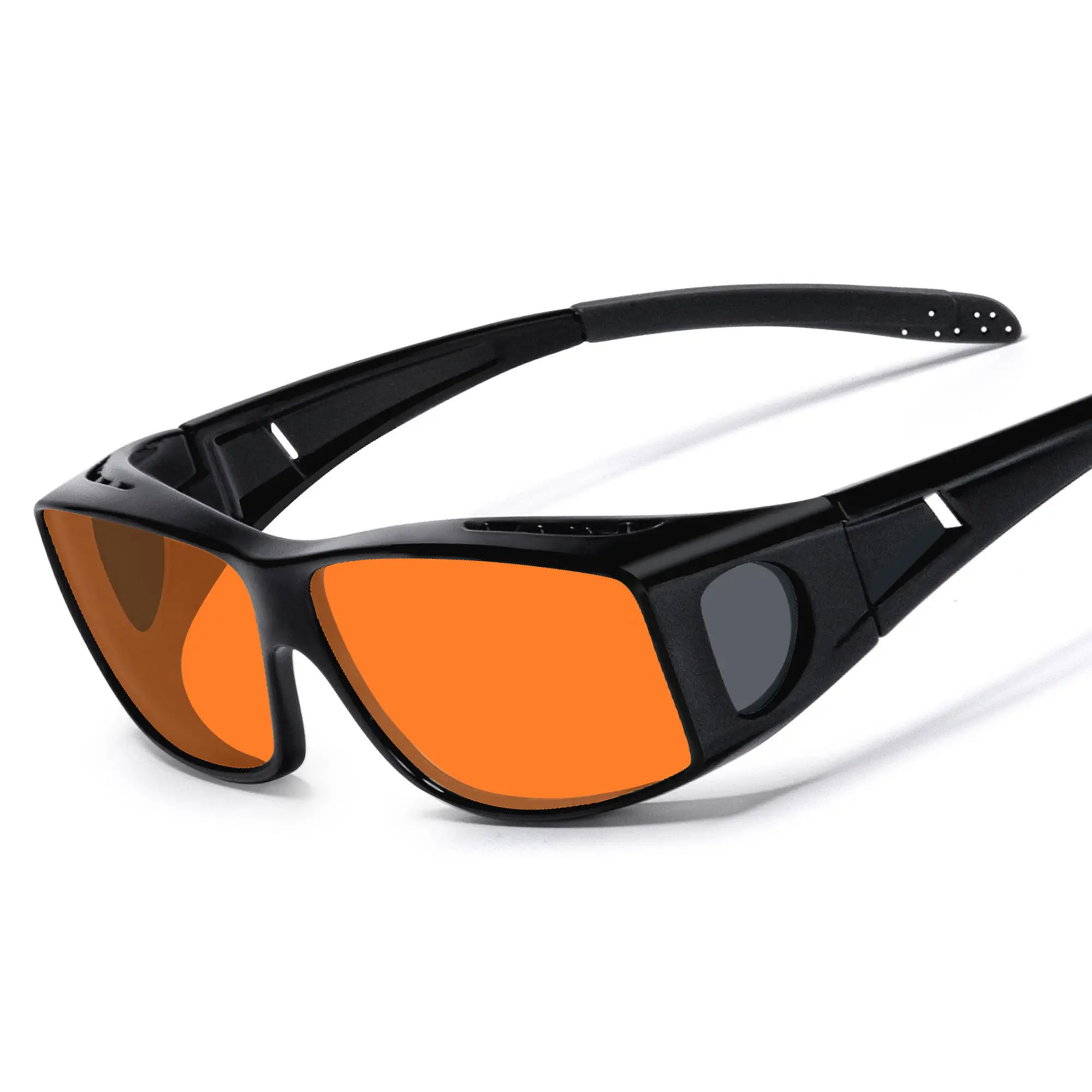 OptiCraft Blue Light Blocking Glasses Wear Over Prescription to Reduce Eye Strain, Lightweight Wraparound Design, Amber-Tint Lenses Block UV400 & 380-500nm Rays, Enhancing Gaming Focus, Better Sleep