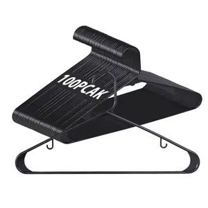 New Choice Deal 100 Pack Black Plastic Hangers Space-Saving Clothes Hangers for Dresses, Shirts, Pants