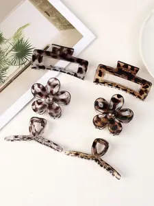 6-piece elegant large leopard print hair grip set for women, plastic sweet style, large flower and square clip, non-destructive hair styling accessories, suitable for Halloween, Christmas, parties, thickening hair styling