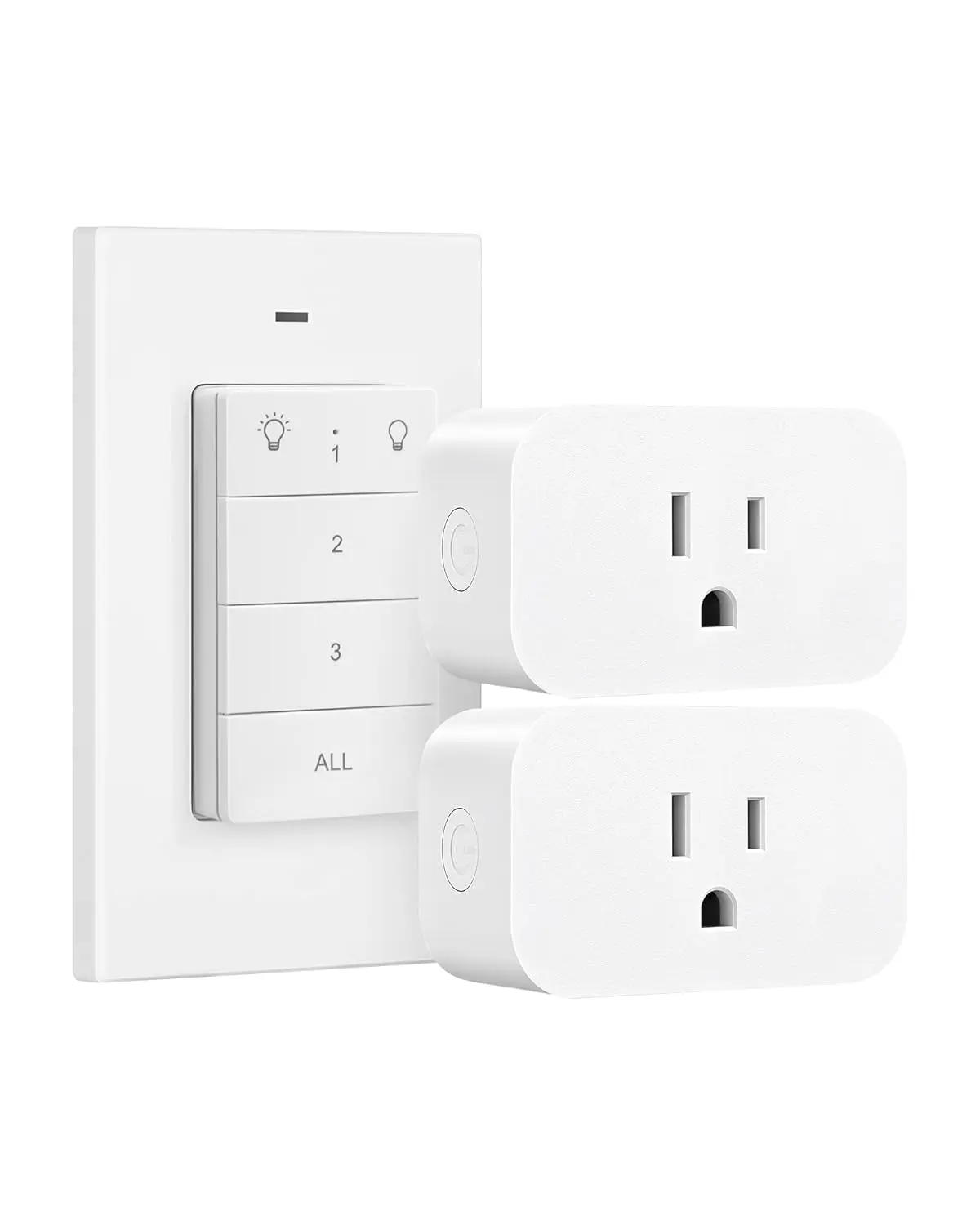 Remote Control Outlet, Wall Mounted Wireless Light Switch, 2 Independent Control Sockets Electrical Remote Outlet Switch for Lamps, Fans, Houhold Appliance, No Wiring,100 Ft Ran