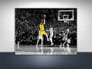 LeBron James Poster, "Record Breaking Shot" Gallery Poster Print Unframe, Los Angeles Lakers, Man Cave, Kids Room, Game Room, Bar