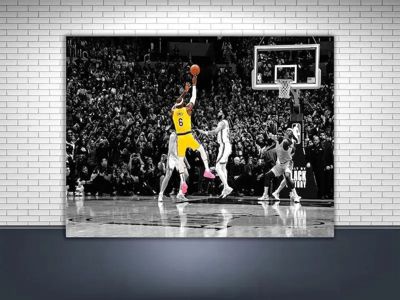LeBron James Poster, "Record Breaking Shot" Gallery Poster Print Unframe, Los Angeles Lakers, Man Cave, Kids Room, Game Room, Bar