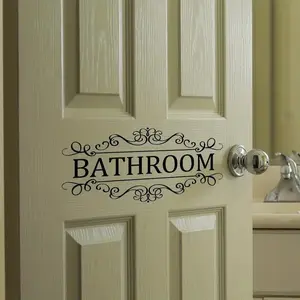Universal Bathroom Wall Sticker, Modern Letter Decal, Fade-Resistant, Suitable for Doors and Walls, Easy to Apply and Remove, Adhesive Decals