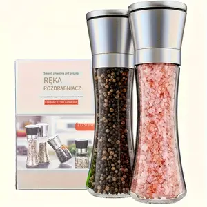 2pcs High-Quality Stainless Steel Salt And Pepper Grinder, Spice Grinder, Pepper Grinder, Adjustable Ceramic High Glass Salt And Pepper Grinder, Suitable for Kitchen And Restaurant Cooking, Ideal for Easter And Ramadan