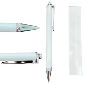 10 Pack Stainless Steel Sublimation Ballpoint Pen Blank With Clip and Sleeve