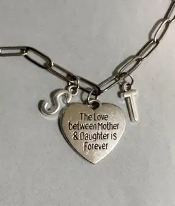 Customizable Charm Necklace gold and silver with paper clip style chain