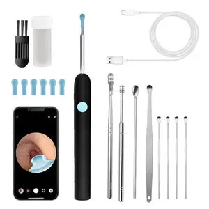 1080P HD Ear Wax Removal Tool with Camera, 6 Ear Spoon Set, Rechargeable USB/Battery Dual Power, tar Cleaning Device for Safe Ear Care Waterproof Ear Cleaning Tool Ear Scoop with Camera Visual Ear Wax Removal Kit Wireless Visual Ear Cleaner