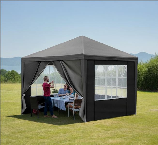 10'x10' Gazebo Waterproof Outdoor Canopy Patio Tent Party Tent for Wedding BBQ Cater, Black