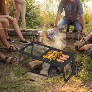 GAOMON 22.4' x11.2'' Heavy-Duty Swivel Campfire Grill with Carry Bag - Adjustable 360° Rotating Steel Grate for Fire Pit, Outdoor BBQ, Camping, Picnics