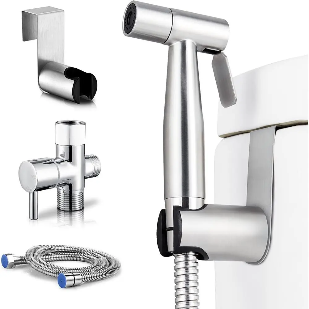 Handheld Bidet Spray Nozzle, Adjustable Water Pressure Control Bidet Hose, Stainless Steel Bathroom Fixture for Feminine & Baby Wash, Handheld Bidet Sprayer, Toilet Bidet Sprayer