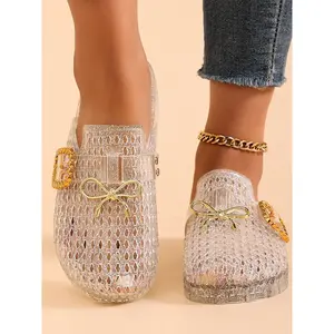 Women's Jelly Open-Toe Slippers, Summer Beach Sandals, Hollow Out Non-Slip Home Slipper, Fashionable Outdoor Footwear, House Slippers, Open Toe Slides
