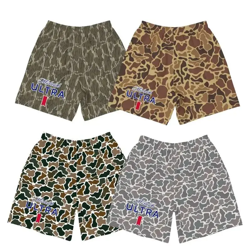 Men's Duck Camo Mesh Basketball Shorts, Lightweight Breathable Athletic Gym Shorts, Quick Dry Performance Workout Shorts with Elastic Waist, Loose Fit Sports Training Running Summer Activewear for Men and Teens