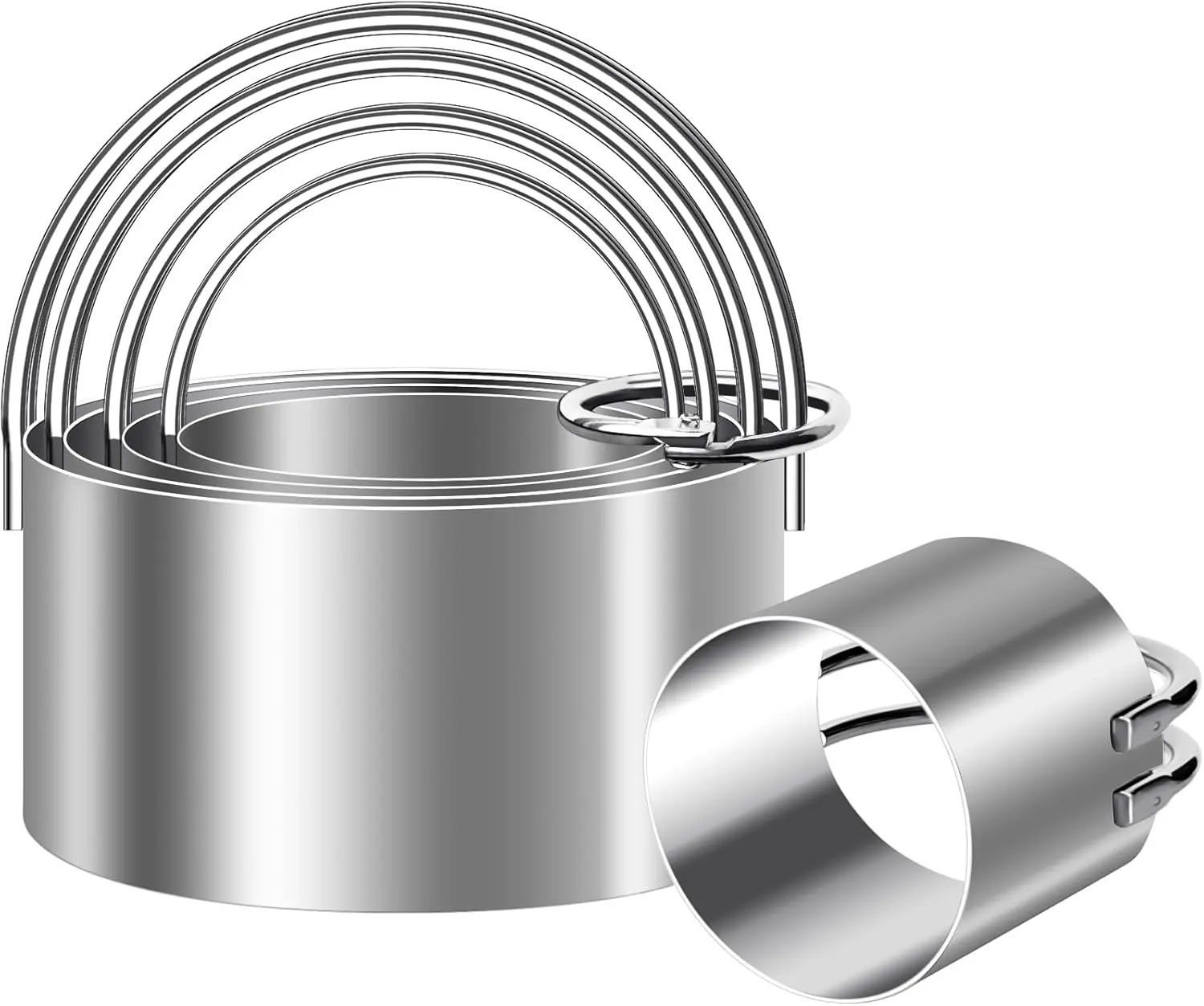 5 Pieces Circle Biscuit Cutter,Professional Stainless Steel Round Cookie Cutters Tool with Ring Handle for Baking Pastry Doughnut