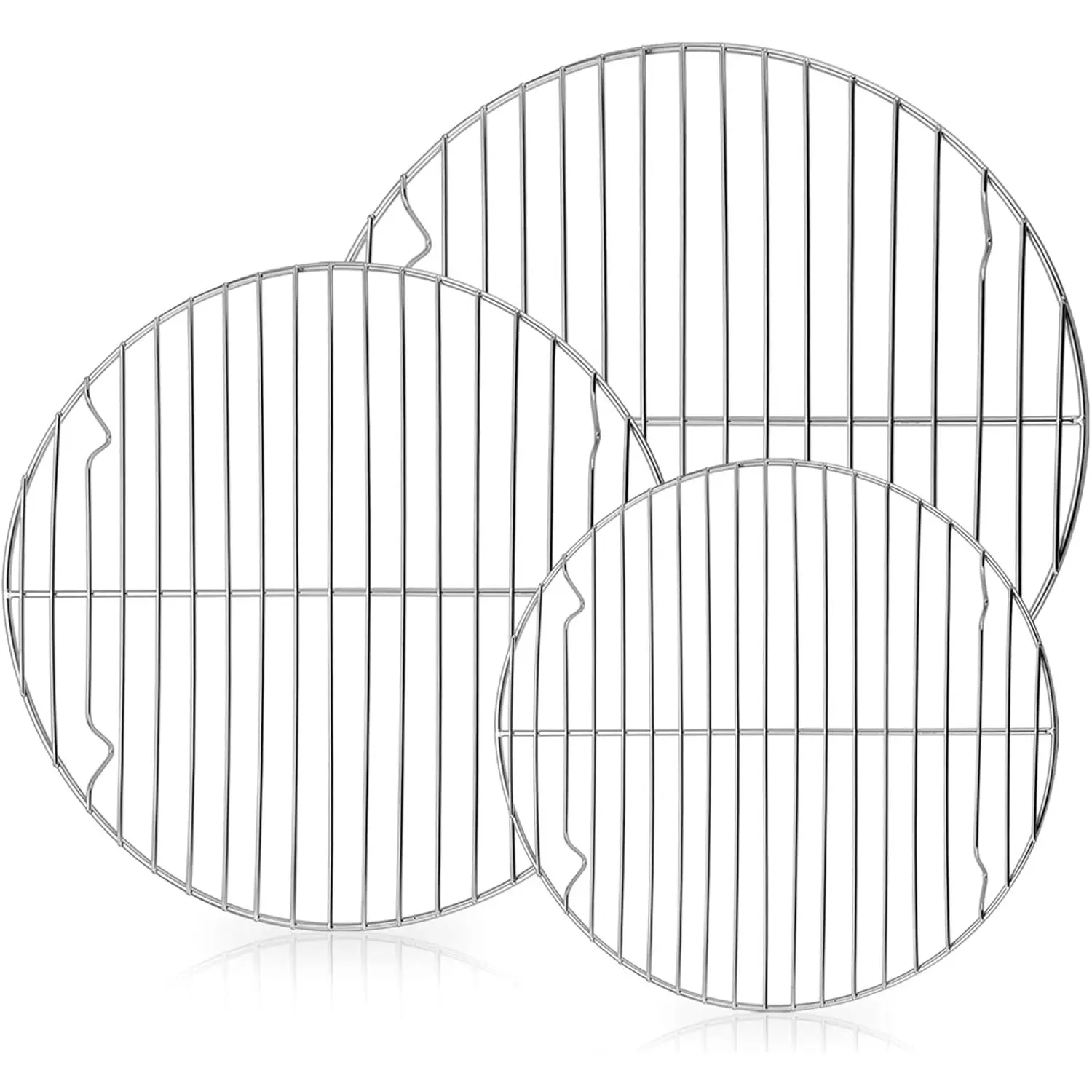 3Pcs Thick Stainless Steel Round Cooling Baking Rack Set - 7.5in,9in,10.5in Sizes, Sturdy, Smooth - Multi-Purpose for Canning,Air Fryer - Dishwasher Safe Kitchen Fixture Accessory for Home Improvement