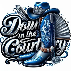 Blue Down country, print