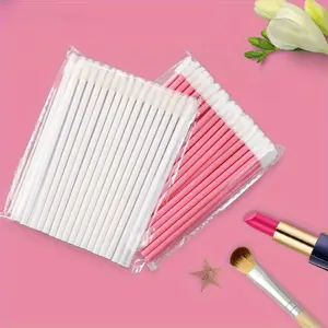 50 Pcs in A Bag Disposable Lip Brushes Lipstick Gloss Applicators Makeup Swabs Micro Cleaning Brush Tools for Eyelash Extension