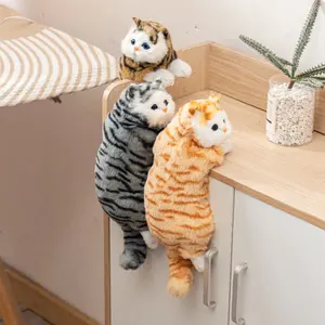 Cute Plush Cat Ornament, Handmade Fake Animal Statue, Adorable Home Decor Toy, Soft Stuffed Kitty Figurine, Perfect Gift Idea, Collectible Figurines