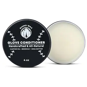 Rhino Wax -Baseball Glove Conditioner 4oz- Baseball or Softball Leather Glove Conditioner - Moisturizes, Speeds Up Break-in time, Improves Flexibility