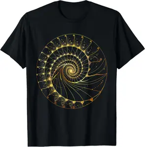 100% Cotton Fibonacci Spiral Ratio Math Mathematician Sacred Geometry T-Shirt