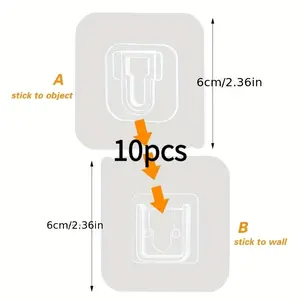 Strong Adhesive Wall Hooks - Transparent, easy-to-install suction cup hooks suitable for kitchen and bathroom storage.