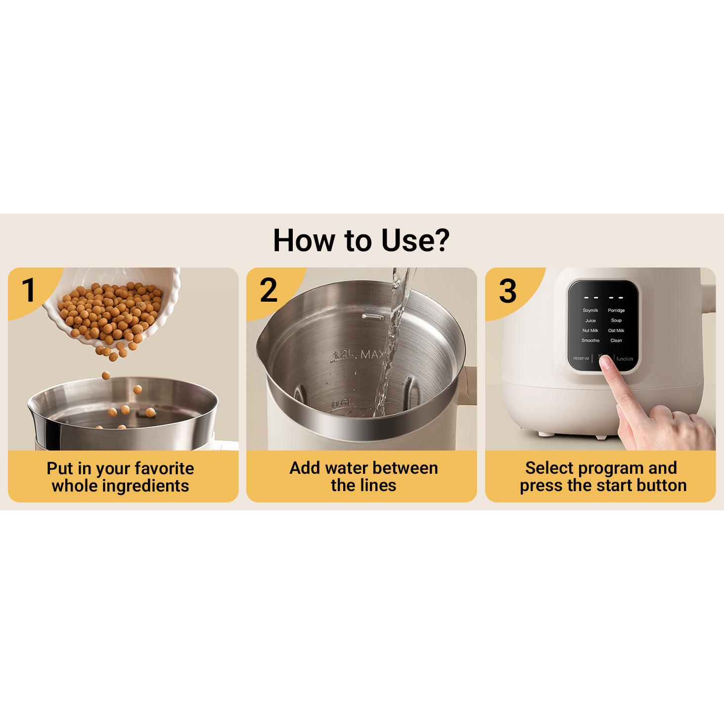 Bear 8-in-1 Nut Milk Maker, 40oz/1.2L Capacity, Self-Cleaning Kitchen Appliance with 12H Delay Start, 6H Keep Warm, 1-Touch Function for Plant-Based Drinks, Smoothies, Soup