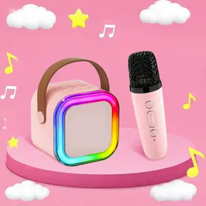 Kids Karaoke Microphone,Mini Multifunction karaoke machine speaker suitable for children and adults, portable wireless compatible microphone with LED lights, ideal Christmas and birthday gift suitable for girls and boys aged 3 to 8