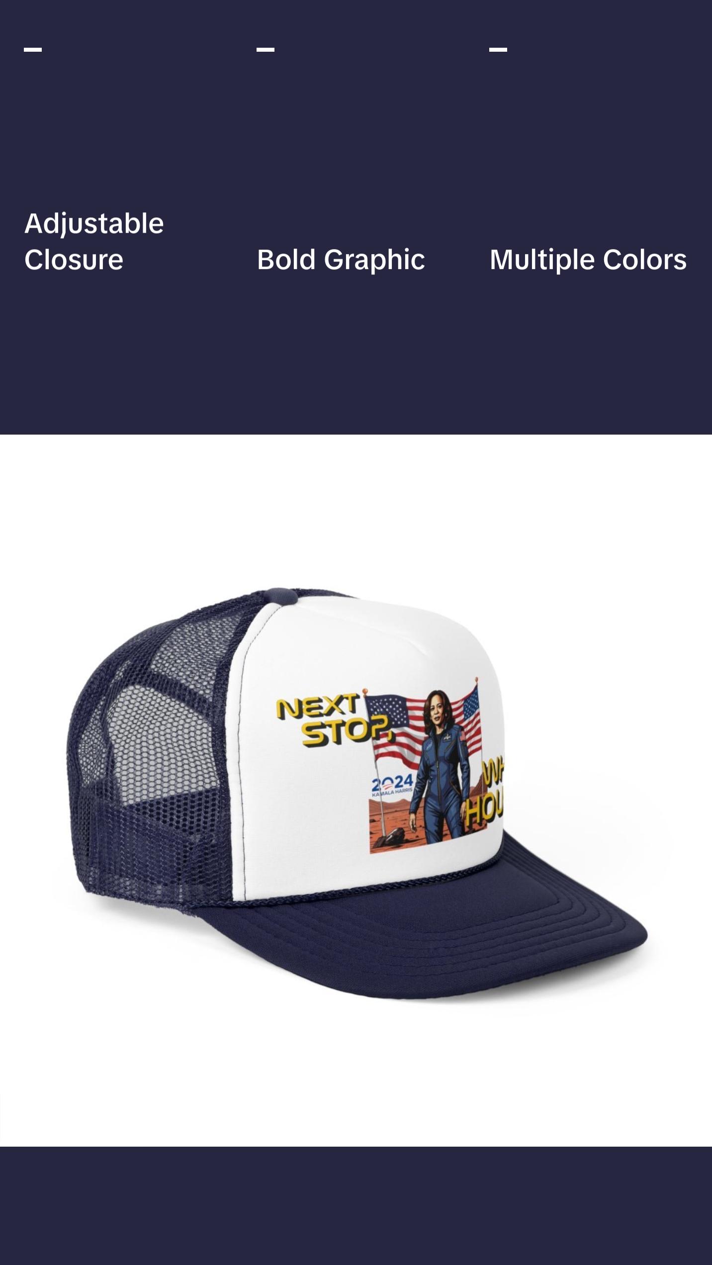Kamala Harris "Next Stop, The White House!" Astronaut Trucker Hat - Political Campaign Cap