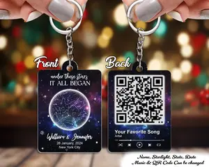 Couple Galaxy Star Map by Location & Date Personalized Acrylic Keychain, Couple Gift, Driving Safe Keychain, Gift For Husband, Wife