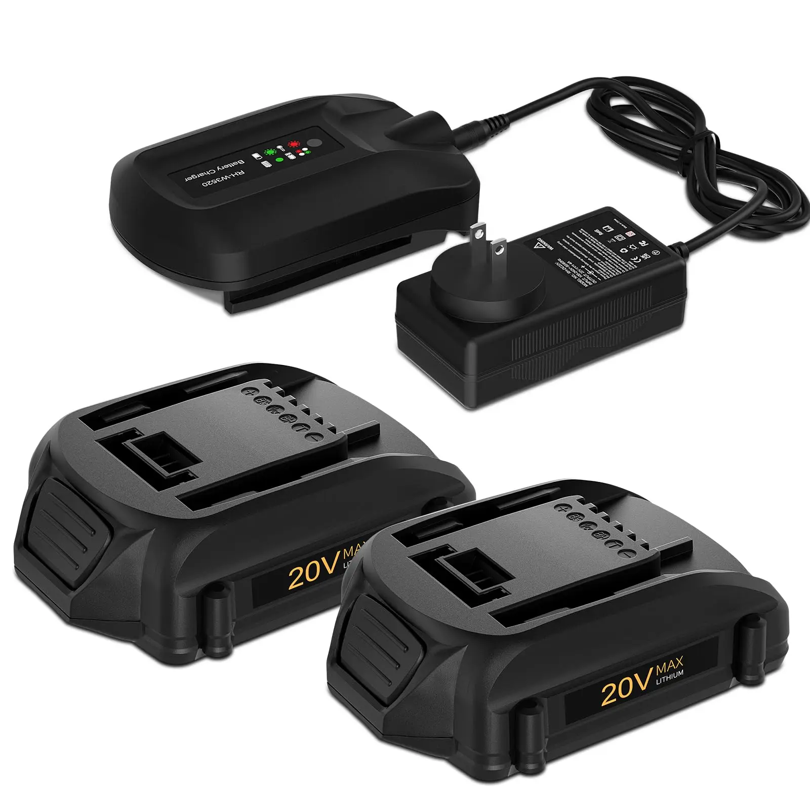 2Pack 20V 3500mAh WA3520 Battery Replacement for Worx 20V Lithium Battery and Charger WA3742 WA3525 WA3575 WG151s WG155s WG251s WG255s WG540s WG545s WG890 WG891