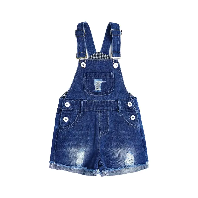12M-14T Girls Denim Shots Kids Clothing, Ripped Raw Edge Hem Soft Jeans Summer Shortalls