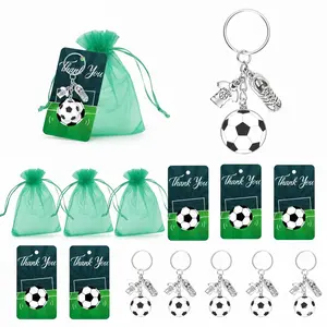12pcs Soccer Keychain Set, Keychain Collectibles, 3 in 1 Multi Charm Alloy Metal, Sport Style Football Pattern, Organza Bag, Party Favor, Birthday Gift