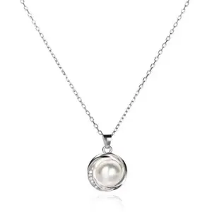 1pc Minimalist imitation pearl pendant necklace, an elegant and versatile everyday wear, a jewelry gift for women
