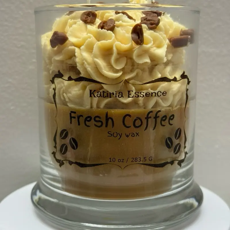 Kataria Essence Fresh Coffee Soy Wax Candle 10 oz 283.5 G Rich Aroma with Coffee Beans and Creamy Texture
